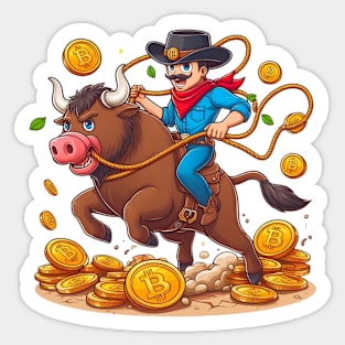 BITCOIN BULL RIDING SADDLE UP 2024 Sticker